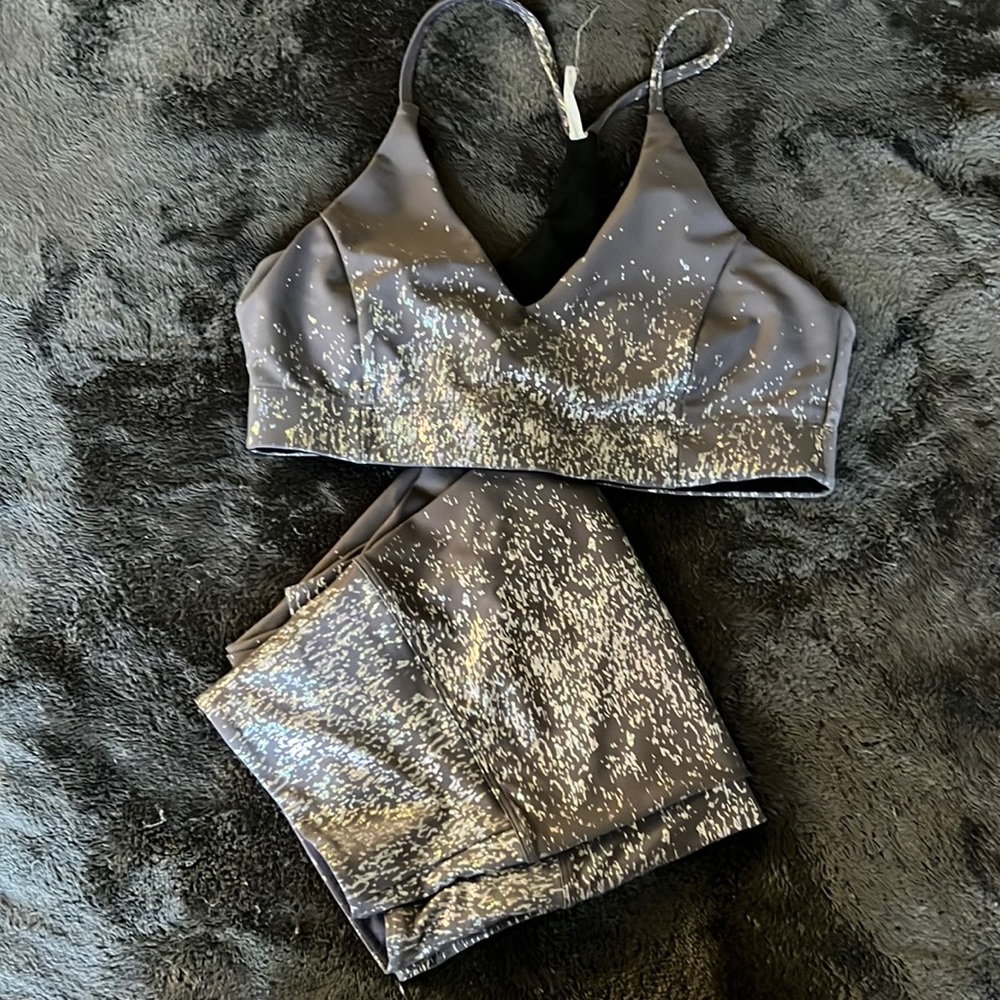FP Movement by Free People Speckled Gray Leggings Set